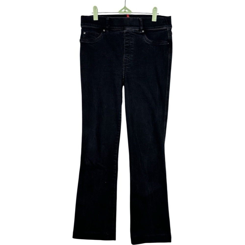 SPANX Flare Jeans Women L Black Pull On Stretch Denim High Rise 20326R 32x30